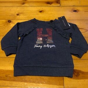 Tommy Hilfiger Blue Fleece Lined Size 6/9 Months Long Sleeve Shirt New With Tag
